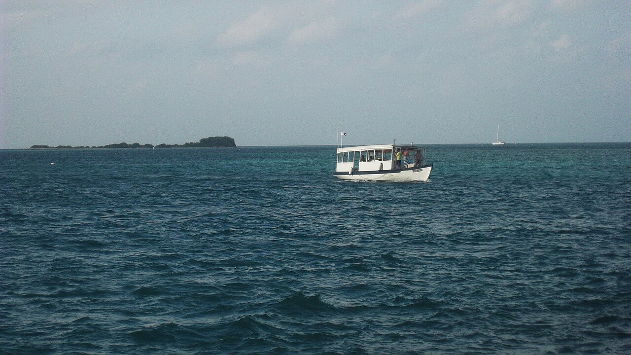 Destination reference photo of a boat at sea in the Maldives